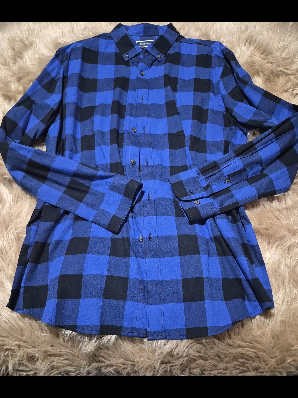 Club Room Plaid Flannel Button Down Collar Long Sleeve
